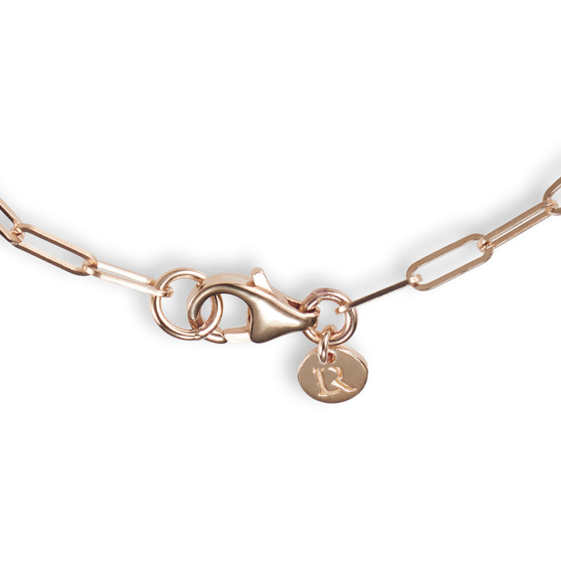 Giant Round Sliding Diamond Paperclip Imitation T Bar Necklace in Rose Gold