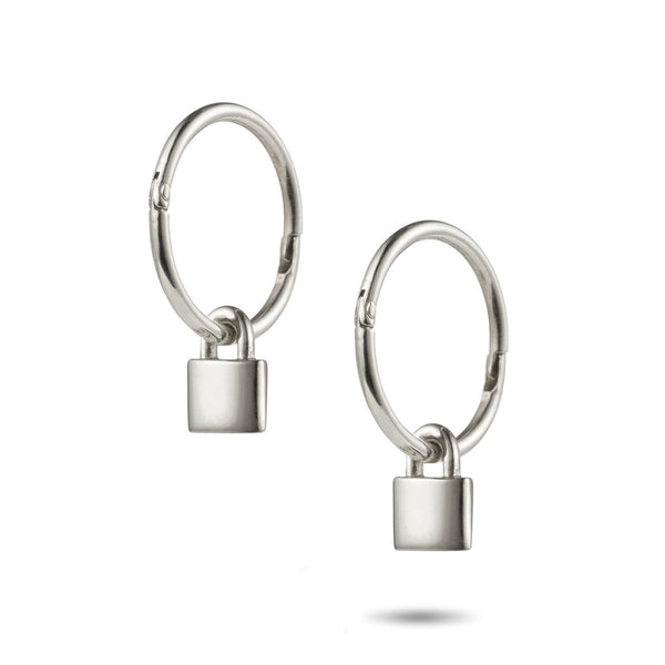 "RTS" Love Lock Sleeper Earrings in Sterling Silver