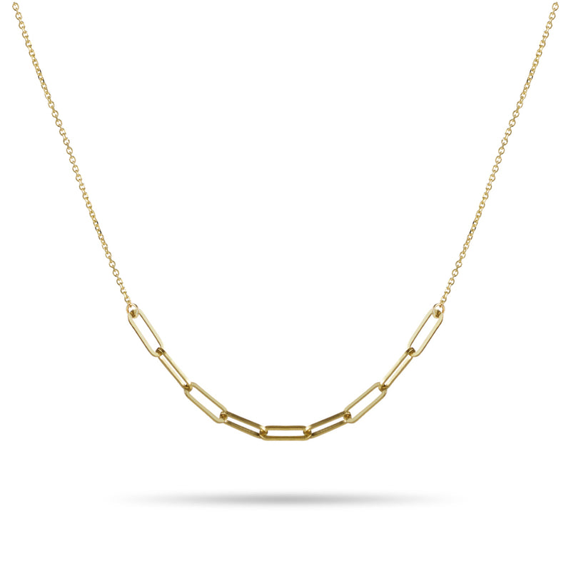 "RTS" Paperclip Smile Necklace in Yellow Gold