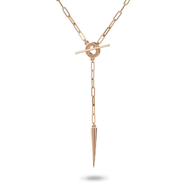 Paperclip Spiked Lariat Necklace in Rose Gold