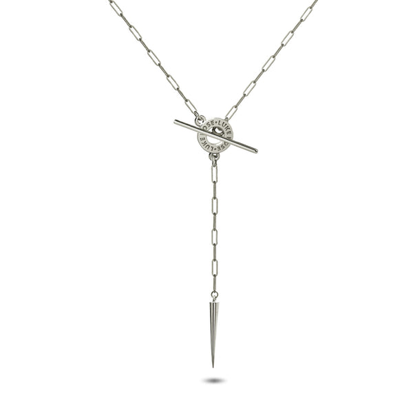 Paperclip Spiked Lariat Necklace in Sterling Silver