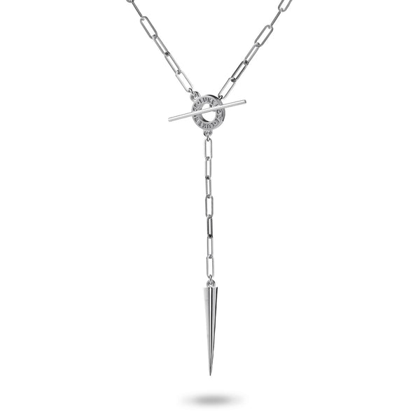 Paperclip Spiked Lariat Necklace in White Gold