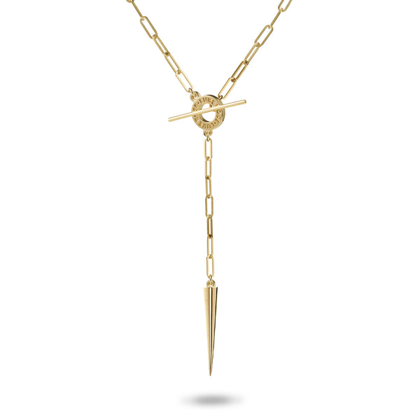 Paperclip Spiked Lariat Necklace in Yellow Gold