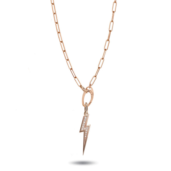 Paperclip Chain Necklace with Charm Clasp in Rose Gold