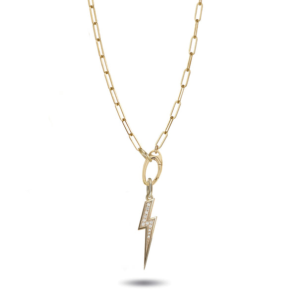 Paperclip Chain Necklace with Charm Clasp in Yellow Gold