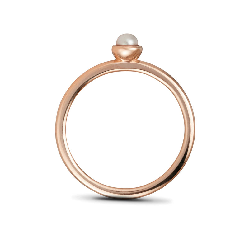 "RTS" Cupped Akoya Pearl Stack Ring in Rose Gold Size P 1/2