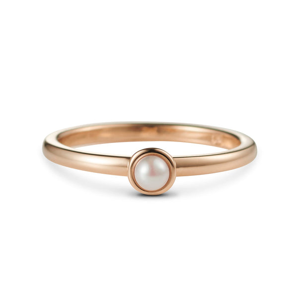 "RTS" Cupped Akoya Pearl Stack Ring in Rose Gold Size P 1/2