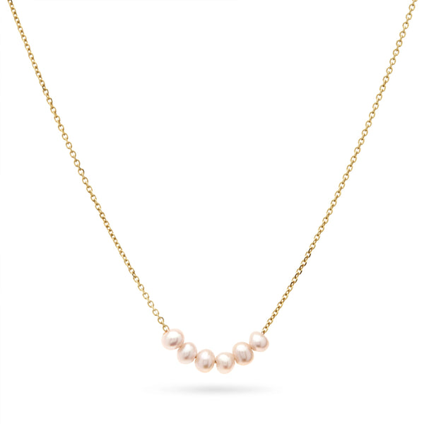 "RTS" Pearl Smile Necklace in Yellow Gold
