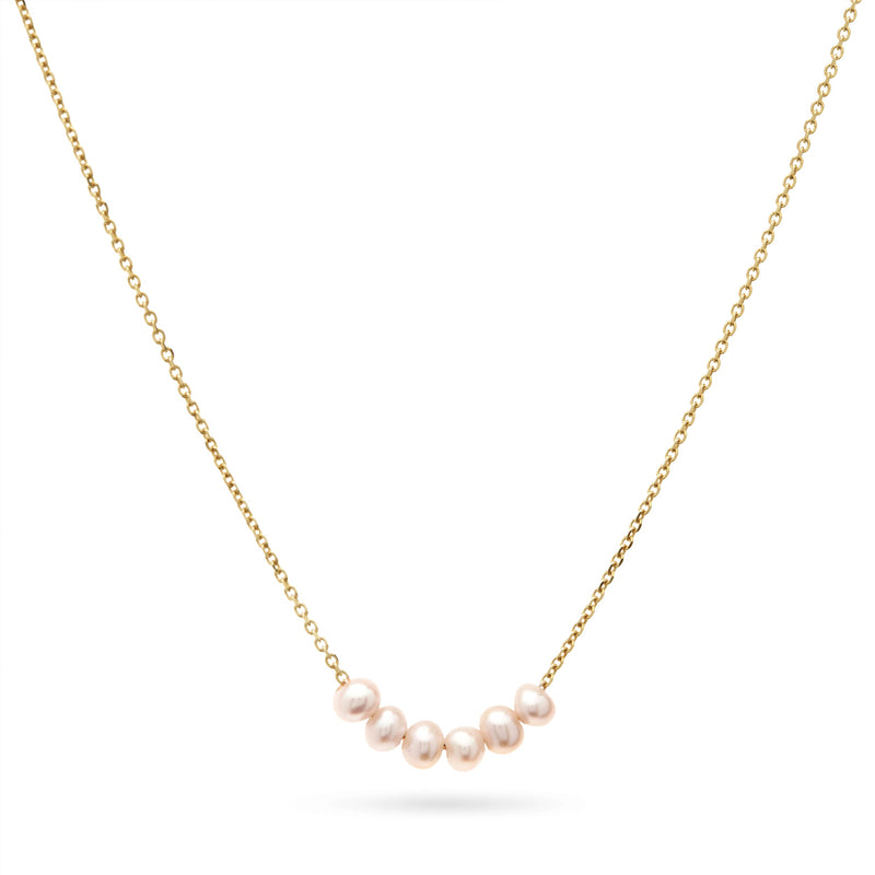 "RTS" Pearl Smile Necklace in Yellow Gold