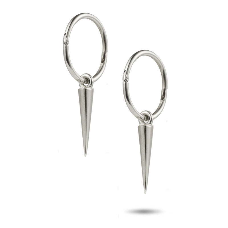 "RTS" Pendulum Spike Sleeper Earrings in Sterling Silver