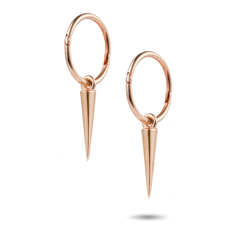 Pendulum Spike Sleeper Earrings in Rose Gold