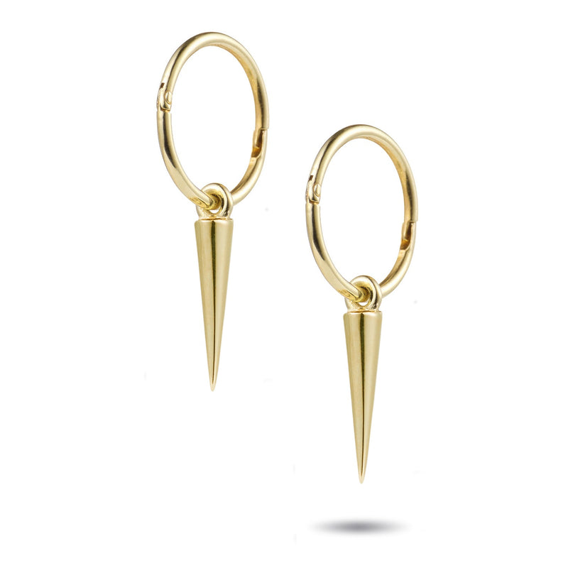"RTS" Pendulum Spike Sleeper Earrings in Yellow Gold