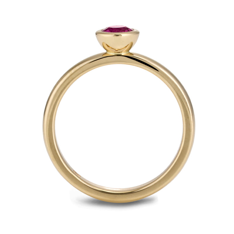 The Large Pink Sapphire Cupped Stack Ring in Yellow Gold