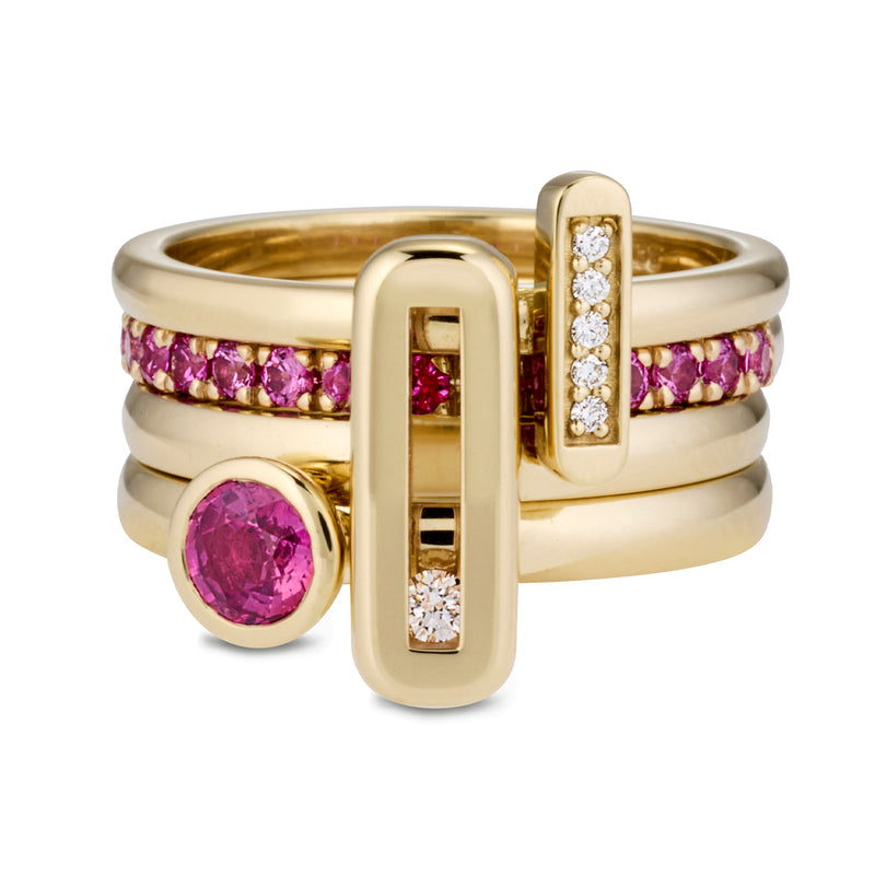 The TREASURE Pink Sapphire Eternity Ring in Yellow Gold