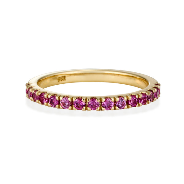 The TREASURE Pink Sapphire Eternity Ring in Yellow Gold