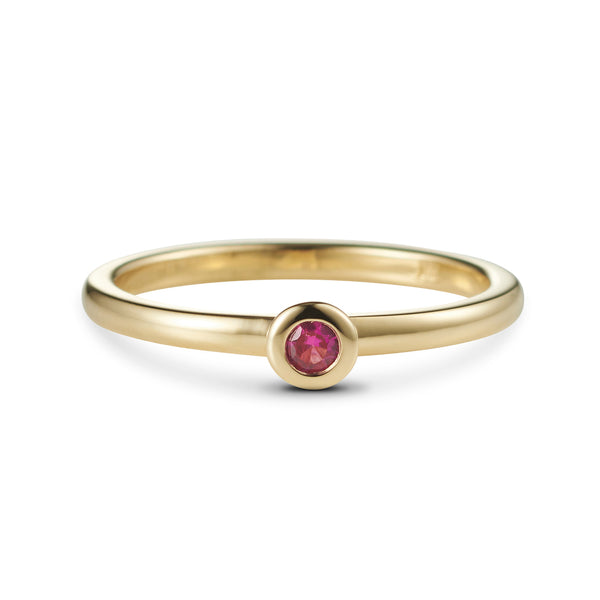 Cupped Coloured Gemstone Stack Ring in Yellow Gold