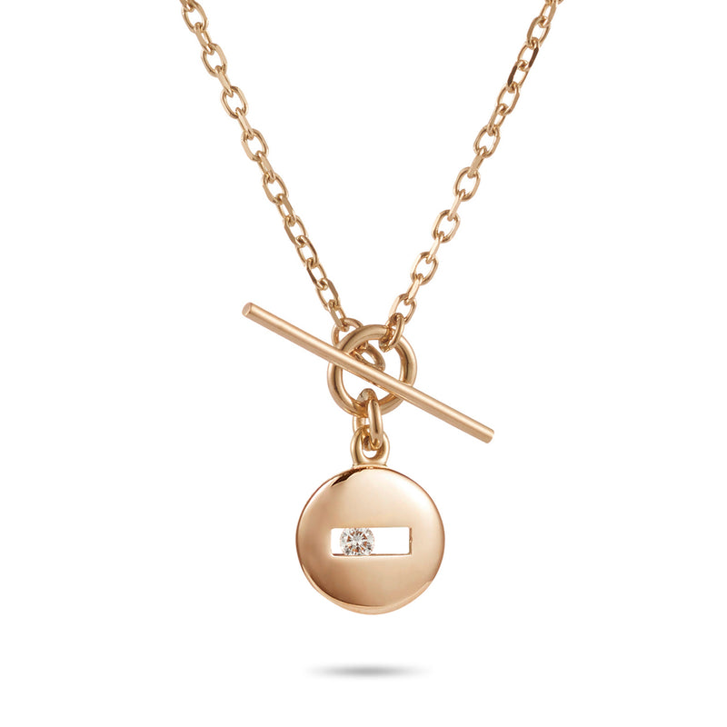 Sliding Diamond Baby T-Bar Necklace in Rose Gold