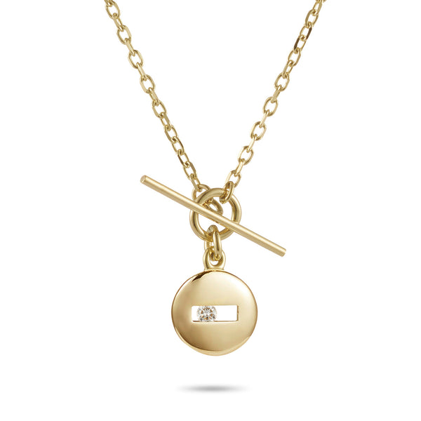 Sliding Diamond Baby T-Bar Necklace in Yellow Gold