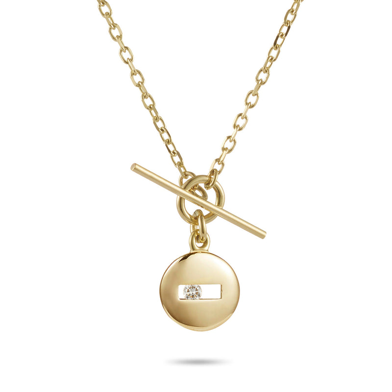 Sliding Diamond Baby T-Bar Necklace in Yellow Gold