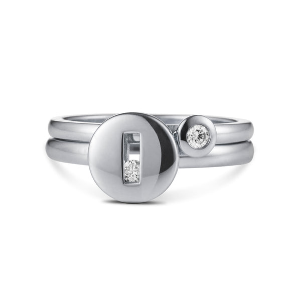 Cupped Diamond Stack Ring in White Gold