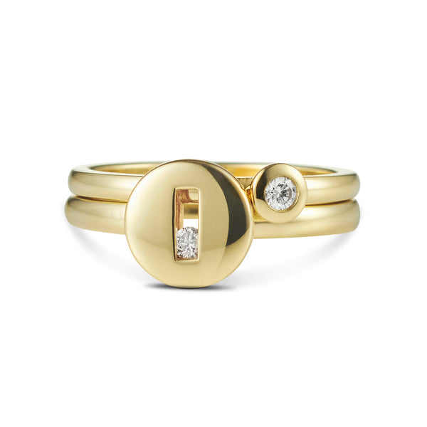 Round Sliding Diamond Stack Ring in 18ct Yellow Gold
