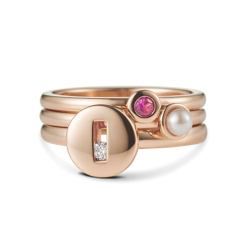 "RTS" Cupped Akoya Pearl Stack Ring in Rose Gold Size P 1/2