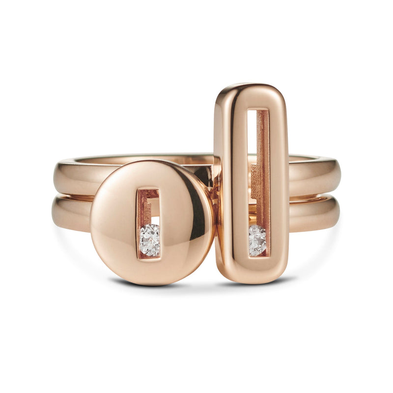 "RTS" Round Sliding Diamond Stack Ring in Rose Gold Size P 1/2