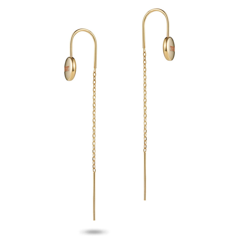 "RTS" Baby Round Sliding Diamond Threader Earrings in Yellow Gold