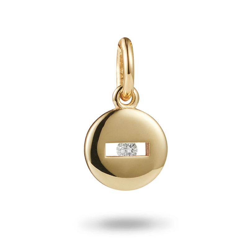 Solo Small Round Sliding Diamond  Pendant in Yellow Gold