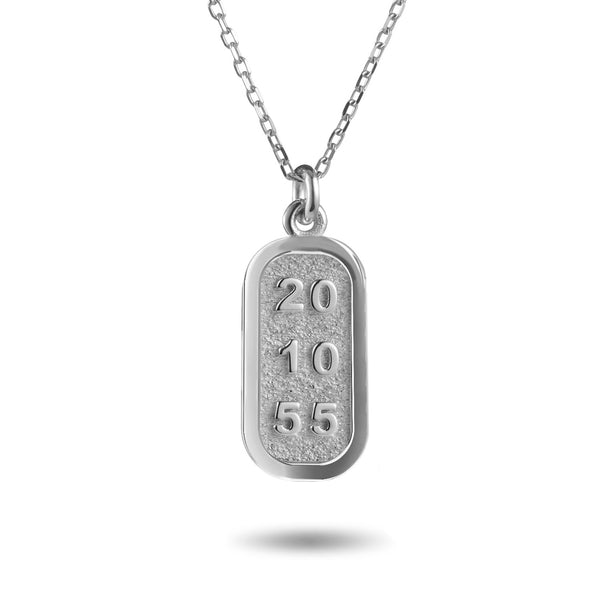 The Rounded Date Bar Necklace in Platinum