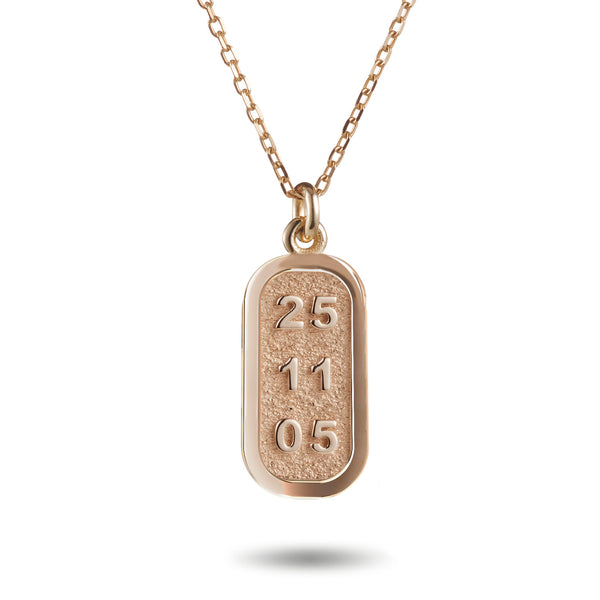 The Rounded Date Bar Necklace in Rose Gold