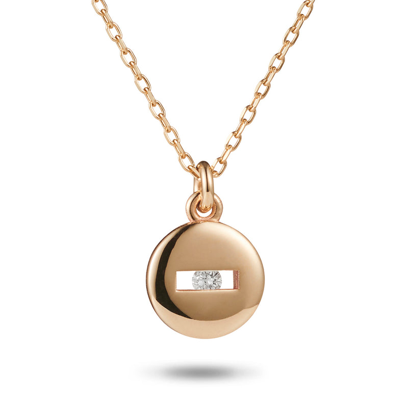 Round Sliding Diamond Necklace in Rose Gold