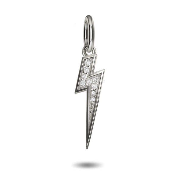 Solo Baby Diamond Lightning Bolt Pendant in Platinum