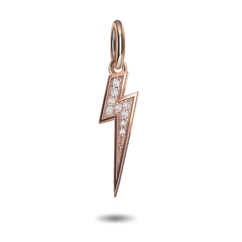 Solo Baby Diamond Lightning Bolt Pendant in Rose Gold
