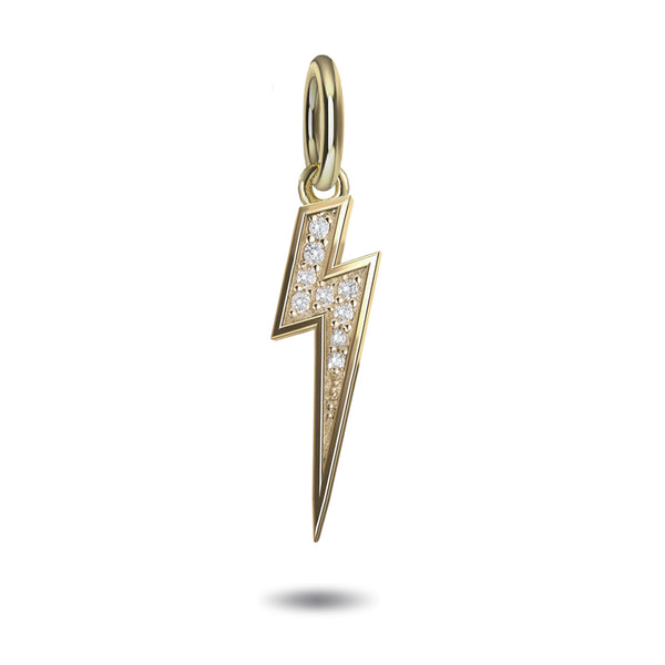 Solo Baby Diamond Lightning Bolt Pendant in Yellow Gold