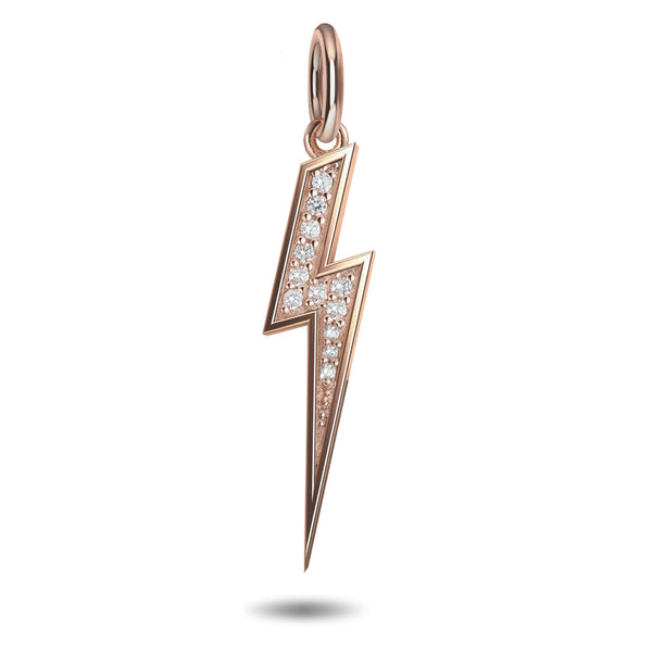 Solo Diamond Lightning Bolt Necklace in Rose Gold