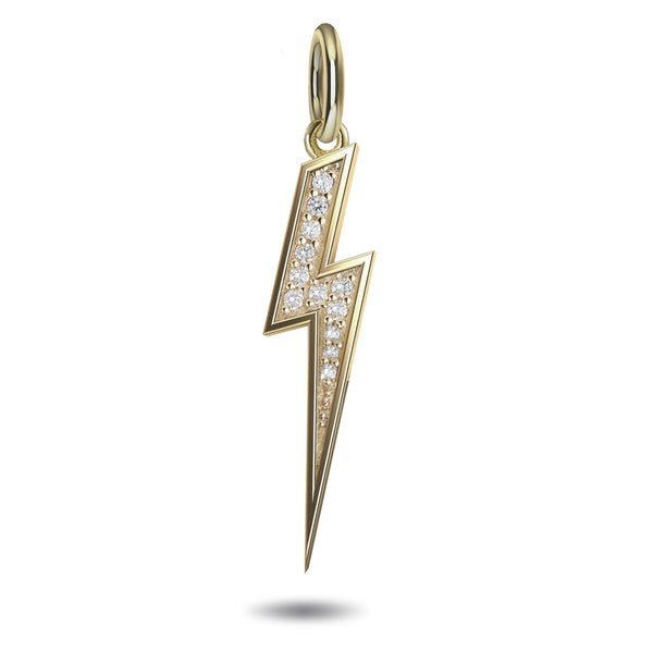 Solo Diamond Lightning Bolt Necklace in Yellow Gold