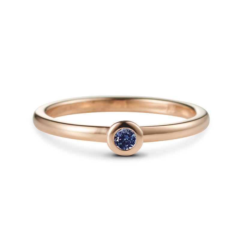 Cupped Coloured Gemstone Stack Ring in Rose Gold