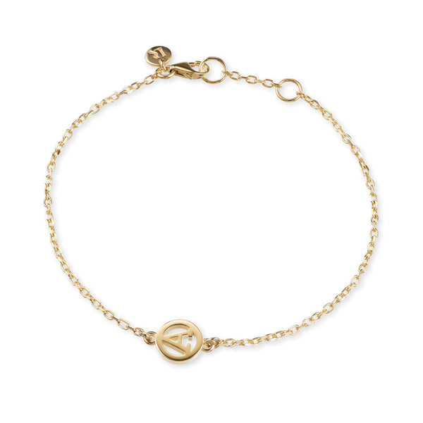 "RTS" Single Initial Disc Bracelet (No Diamond) in Yellow Gold