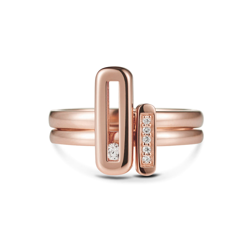 Linear Diamond Stack Ring in Rose Gold