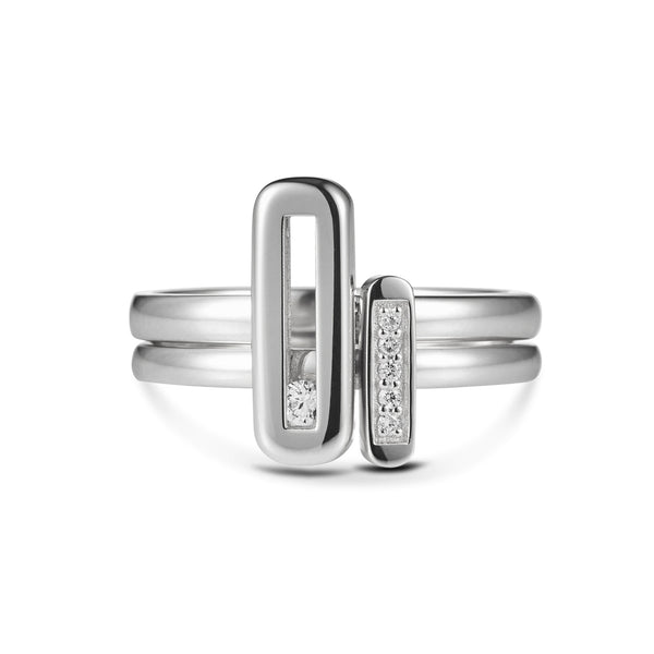 Linear Diamond Stack Ring in White Gold