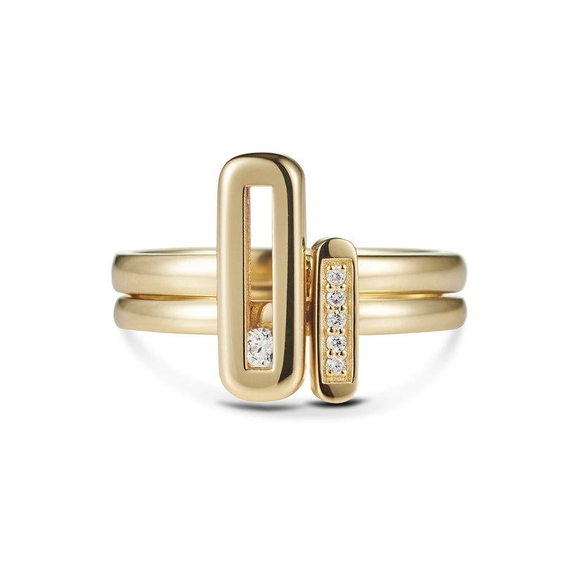 Linear Diamond Stack Ring in Yellow Gold