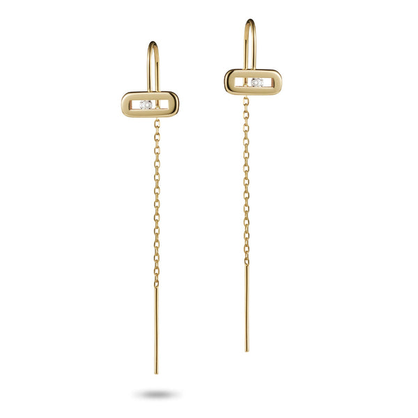 "RTS" Single Baby Sliding Diamond Threader Earring in Yellow Gold