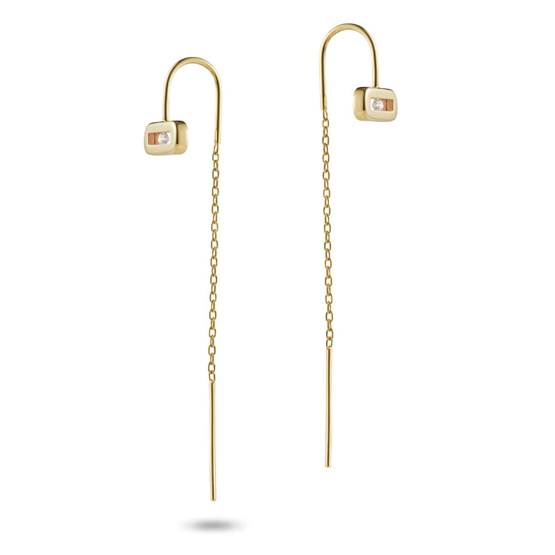 "RTS" Single Baby Sliding Diamond Threader Earring in Yellow Gold