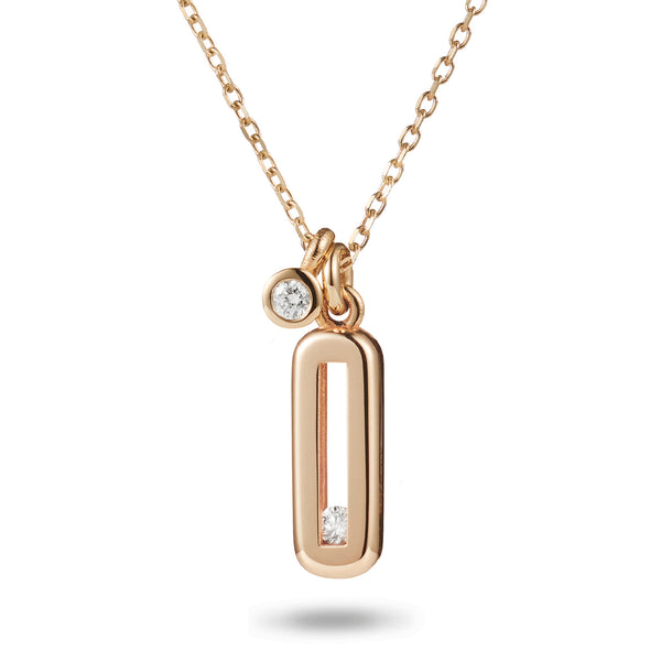 Sliding Diamond Necklace with Diamond Drop in Rose Gold