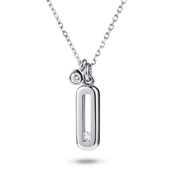 Sliding Diamond Necklace with Diamond Drop in White Gold