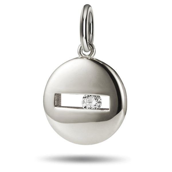 Solo Giant Round Sliding Diamond Pendant in Platinum