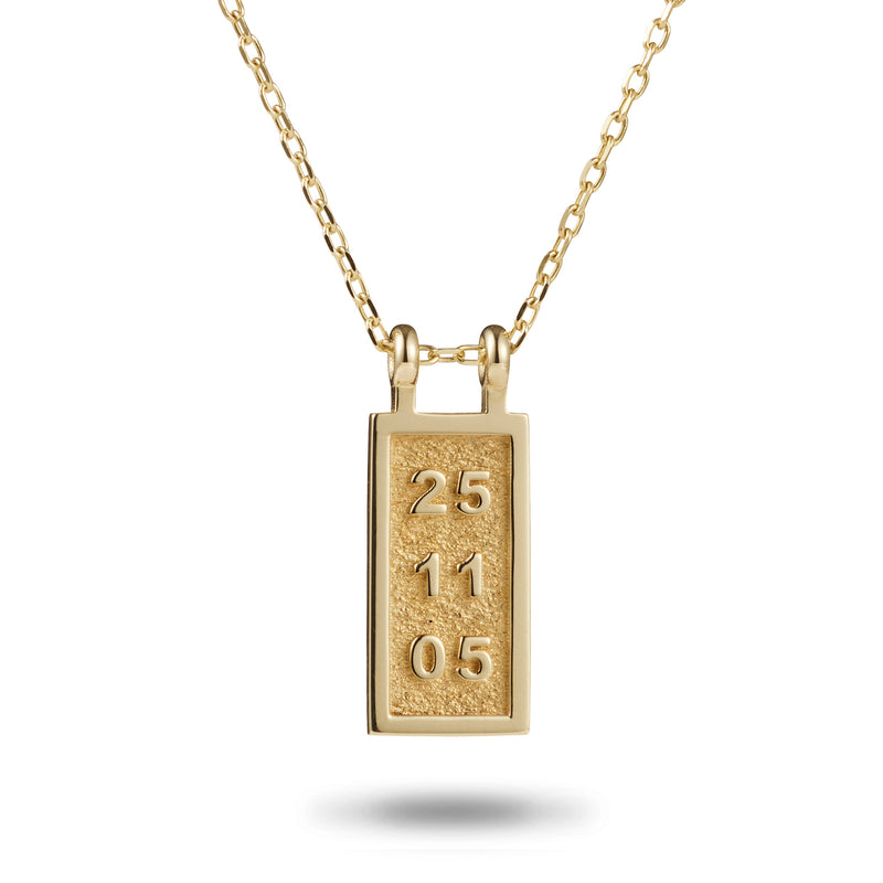 Date Bar Necklace in Yellow Gold
