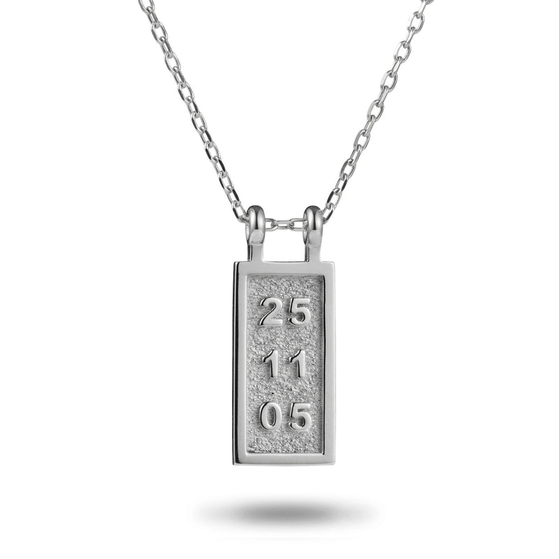 Date Bar Necklace in Platinum