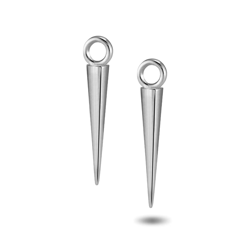 The Big Spike Huggie Hoops in White Gold